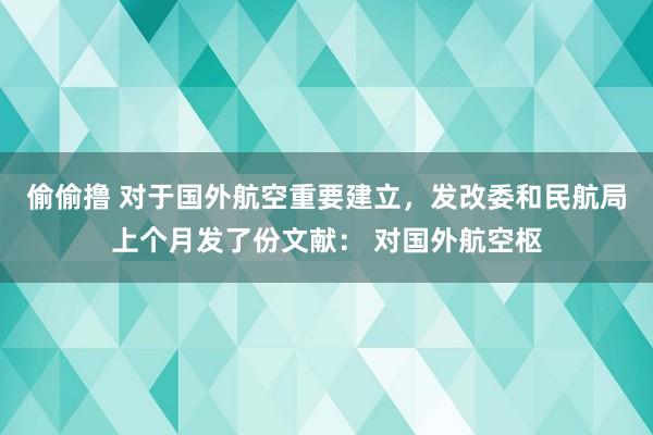 偷偷撸 对于国外航空重要建立，发改委和民航局上个月发了份文献： 对国外航空枢