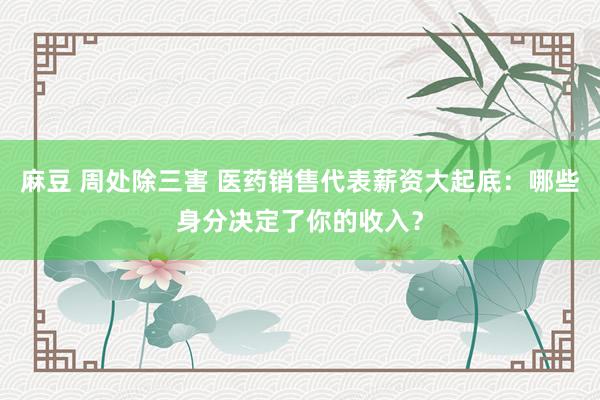 麻豆 周处除三害 医药销售代表薪资大起底：哪些身分决定了你的收入？
