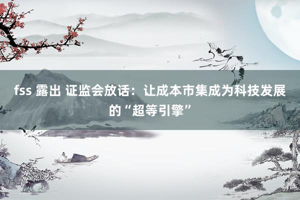 fss 露出 证监会放话：让成本市集成为科技发展的“超等引擎”