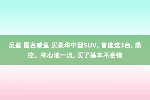 反差 匿名咸鱼 买豪华中型SUV, 首选这3台, 操控、称心地一流, 买了基本不会错
